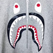 アベイシングエイプ A BATHING APE SHARK TEE シャーク プリント 半袖 Tシャツ グレー L メンズ_画像5