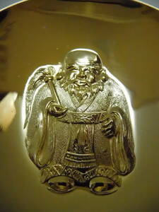 A46-36W　酒器　金杯　24金メッキ　七福神　寿老人　記念品贈呈　中古　高さ約2.7cm　(A8)