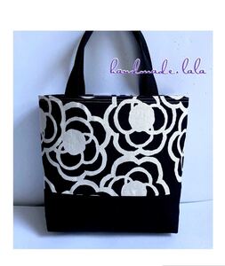 《 週末限定off中 》* One mileトートバッグ/handmade * カメリアblack. サブバック. 小さく軽い