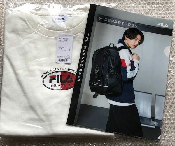 新品未開封品 フィラ FILA 半袖Tシャツ 【クリアファイル付き】BTS 着用モデル ジョングク グク ノベルティ クーポン