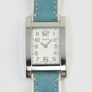 COACH Coach квадратное SS/ кожа 14500531 кварц наручные часы оттенок голубого женский гарантийная карточка есть [39101]