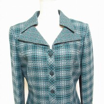 #wnc ジュンアシダ junashida スカートスーツ 7 緑 ツーピース チェック シルク混 レディース [654606]_画像3