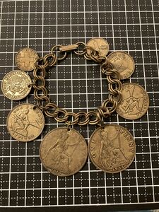 USA Vintage Vintage Old монета OLD COIN деньги браслет /MEXICO Gold America б/у одежда античный запад набережная Surf ROCKJAZhipi- блокировка 