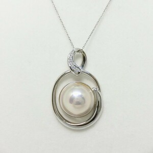 【送料無料】タサキ TASAKI 田崎真珠 K18WG マベパール16mm ダイヤモンド0.09ct ペンダントトップ★新品仕上げ済美品★