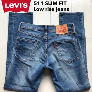 【即決】W30 リーバイス Levi's 511 スリムフィットジーンズ SLIM 弱ストレッチ　ユーズドヒゲ加工 ローライズ スモールe イエローステッチ