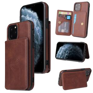 iPhone11 ケース 財布型ケース カード収納 ブラウン