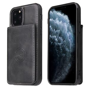 iPhone11 ケース 財布型ケース カード収納 ブラック