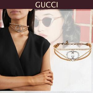 GUCCI* Gucci *2020 коллекция модель!! двойной GG crystal biju- короткое колье! редкость модель!! прекрасный товар!!