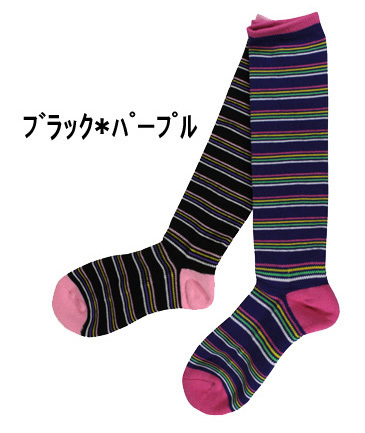新品 お買い得2足セット×2組 キッズガールズスキーソックス パイルハイソックス サイズ16~18cm カラーブラック、パープル