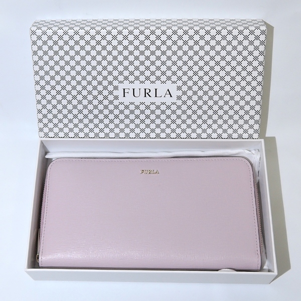 美品 フルラ FURLA バビロン ラウンドファスナー 長財布 レザー 革 ウォレット BABYLON XL ZIP AROUND 小物 ピンク 6372