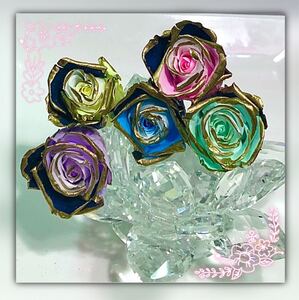 ( 金枠・Rose/5輪!) 加工 プリザーブドフラワー ハーバリウム レジン 薔薇