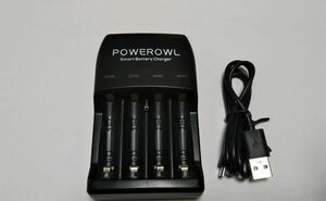 【中古】Powerowl急速電池充電器 単三単四ニッケル水素 ニカド充電池に対応 4本同時充電可能