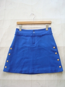 PREETI France made wool miniskirt size0 pulley ti blue blue French Gold button gold button Vintage Vintage 