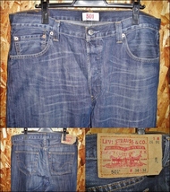 36x32 Levis リーバイス 501 鬼ヒゲデニム ビンテージ加工 ストレートジーンズ 濃紺 K20A320_画像3