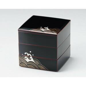 { now!20% price cut middle } hamada shop [ literary creation lacquer ware ] blue sea wave 5.0 three step -ply . inside .