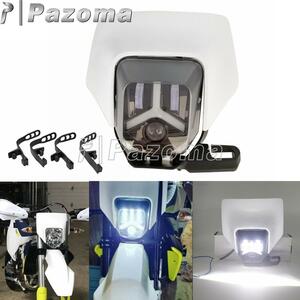 ☆送料無料☆ オートバイ バイク ヘッドライト LED ヘッド ライト ランプ パーツ hi/lo ビーム drl ハスクバーナ フェアリング Headlight