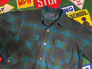 ☆雰囲気◎なチェックパターンの１枚☆Made in USA製アメリカ製PENDLETONペンドルトンビンテージウールシャツ60s60年代シャドーオンブレーM