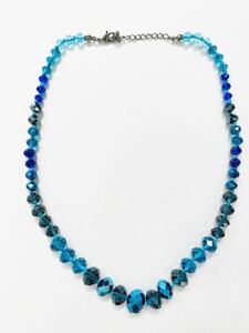 [ beautiful goods ] blue cut glass necklace costume jewelry 