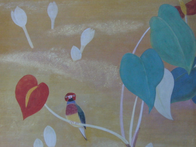 Kazuko Gokura, [Flores y pájaros tropicales], De una rara colección de arte enmarcado., Nuevo marco incluido, En buena condición, gastos de envío incluidos, pintora japonesa, Coco, Cuadro, Pintura al óleo, Naturaleza, Pintura de paisaje