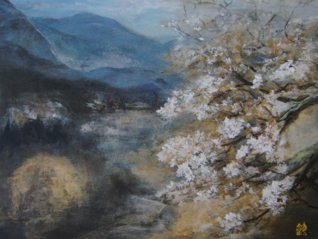 Setsuko Obayashi, [Yoshino Cherry Blossoms], From a rare collection of framing art, Beauty products, New frame included, interior, spring, cherry blossoms, coco, Painting, Oil painting, Nature, Landscape painting