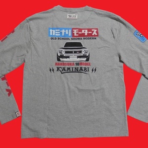 カミナリ／KAMINARI／XLサイズ／送料無料／長袖Ｔシャツ／KMLT-196／アッシュ／エフ商会／新品／ハコスカ／旧車／カミナリモータースの画像4