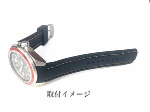 22mm 腕時計 シリコン ラバーベルト ブラック×オレンジ 黒×橙 【対応】SEIKO ダイバーモデル SKX サムライ 等 セイコー