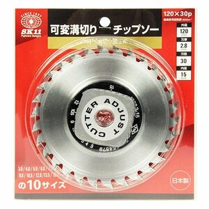 藤原産業 SK11 可変 溝切りチップソー 120X30P 木材への ミゾ切り ダイヤル を 廻すだけで 溝幅 を 自在 に 調整可能