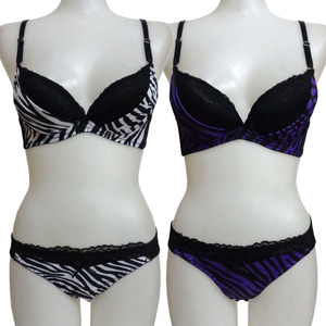 * Zebra pattern . interval lace bra & shorts white color D65