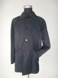  free shipping 90's France made VINTAGE agnes b turn-down collar coat nylon black black M~L size Agnes b Agnes .-a- kai vuOLD