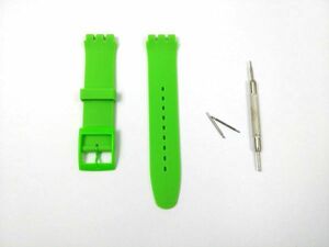 swatch用 シリコンラバーストラップ 交換用腕時計ベルト 19mm グリーン