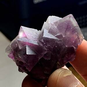 紫色八面体蛍石群晶・57g（中国産鉱物標本）