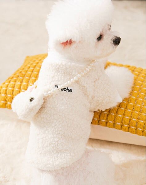 犬服 もこもこうさぎショルダー・バッグ.付け Lサイズ