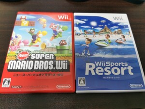 Wiiソフト2本セット☆スポーツ リゾート&ニュー スーパーマリオブラザーズ / Sports Resort ニンテンドー