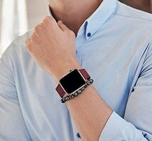 [新品][送料込] カバー付 apple watch アップルウォッチ バンド ワインレッド/金　. 38mm 40mm 41mm 本革 _画像6