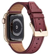 [新品][送料込] カバー付 apple watch アップルウォッチ バンド ワインレッド/金　. 38mm 40mm 41mm 本革 _画像2