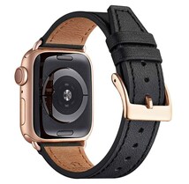 [新品][送料込] カバー付 apple watch アップルウォッチ バンド 黒/ローズゴールド　 42mm 44mm 45mm 本革 _画像2