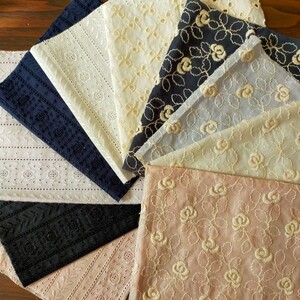 綿刺繍生地はぎれ 10枚 1-5