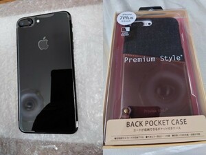 新品未使用SIMフリー iPhone7 Plus 128GB Black シムフリー ジェットブラック 新品背面ケース付(ICカードポケット付き)