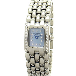 [Мидориякуя] Shomecaisis Diamond Besel Blue Shell Dial 12p Diamond Index Ladies Watch [Используется]