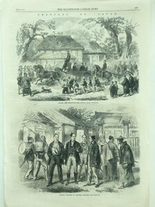 1866年 横浜の東海道を行く西洋馬車の図 ロンドン絵入り新聞 オリジナル木版画