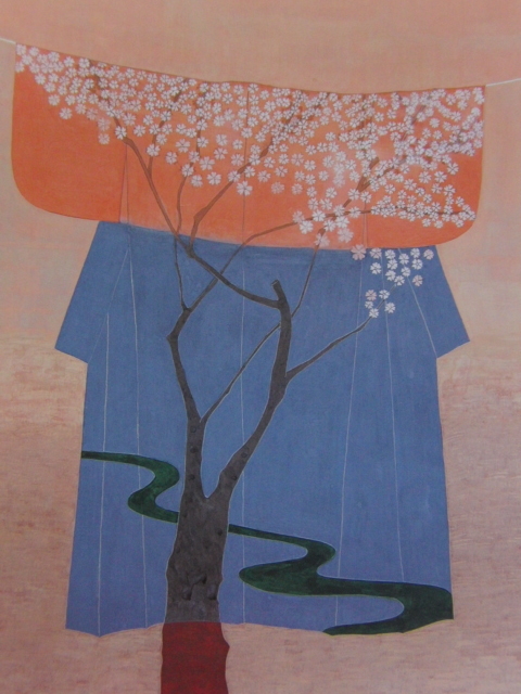 Suzuki-Motoren, [Hanami Kosode], Aus einer seltenen Sammlung von Rahmenkunst, Schönheitsprodukte, Neuer Rahmen inklusive, Innere, Frühling, Kirschblüten, Kokosnuss, Malerei, Ölgemälde, Natur, Landschaftsmalerei