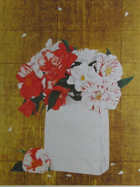 Koki Aoyama, flor de camelia, De una rara colección de arte., Nuevo con marco de alta calidad., Pintor japonés Envío gratis, Coco, Cuadro, Pintura al óleo, Naturaleza muerta