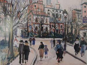 Maurice Utrillo、RUE A MONTMARTRE、希少画集画、状態良好、新品高級額装付、送料無料、洋画 人物 、fan