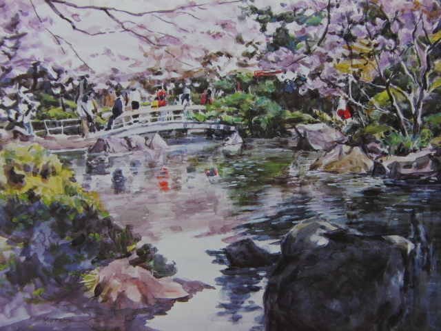 Masami Moto, [Mitsuke Tenjin Shrine], From a rare collection of framing art, Beauty products, New frame included, interior, spring, cherry blossoms, coco, Painting, Oil painting, Nature, Landscape painting