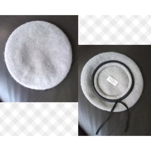 新品◆グレー ベレー帽 ウール アクリル混紡 サイズ調節可能