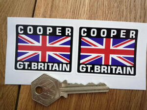 送料無料 COOPER Great Britain Union Jack クーパー ユニオンジャック ステッカー デカール 2枚セット 50mm x 40mm