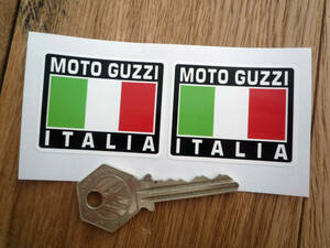 送料無料 MOTO GUZZI Flag Sticker Decal モト・グッツィ ステッカー シール デカール 2枚セット 50mm x 40mm