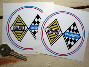 送料無料 RENAULT Competition Decal Sticker ルノー ステッカー シール デカール バイク 100mm 2枚セット