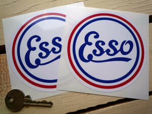 送料無料 Esso old style エッソ オイル ステッカー デカール セット 100mm 2枚セット