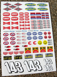 送料無料 RC Vintage style BAJA RACER decal ステッカー デカール セット 210mm x 297mm